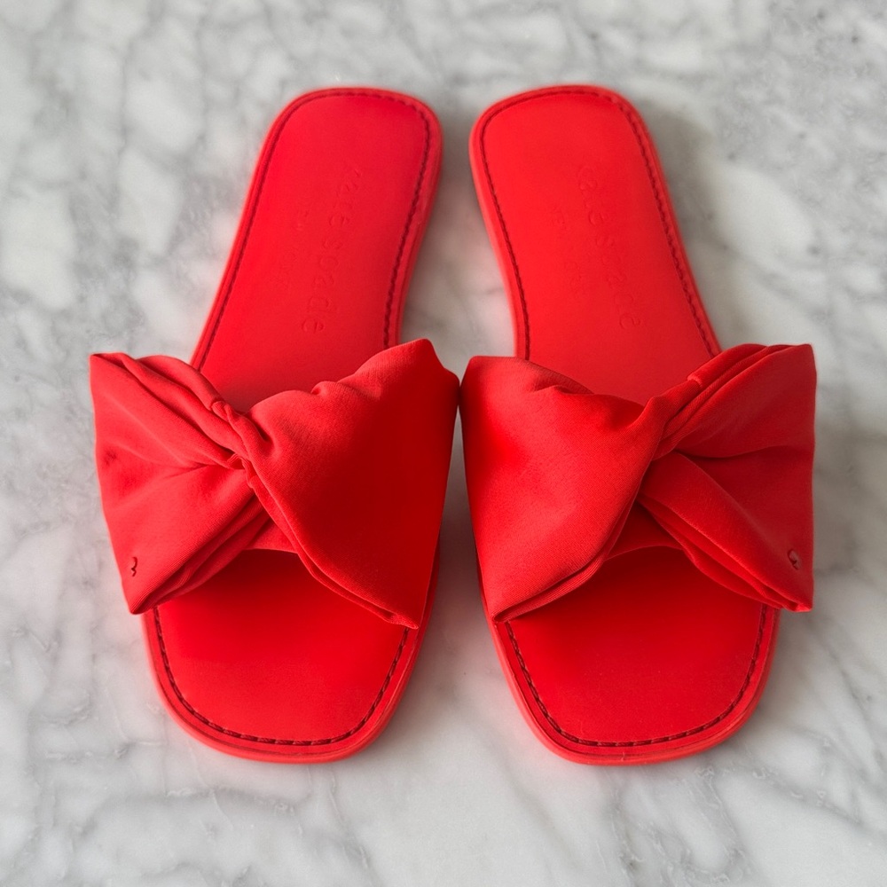 🌼KATE SPADE🌼 NIB Bikini Neoprene Slide Sandals, Ponderosa Red, Size 9